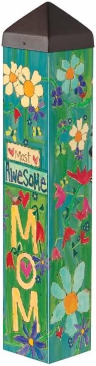 Studio M - Awesome Mom Art Pole Outdoor Decorative Multicolor Garden Post, Made in USA,, 20 Inches Tall