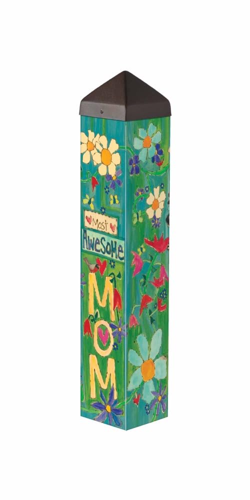 Studio M Awesome Mom Art Pole Outdoor Dekorativer mehrfarbiger Gartenpfosten, hergestellt in den USA, 50,8 cm hoch