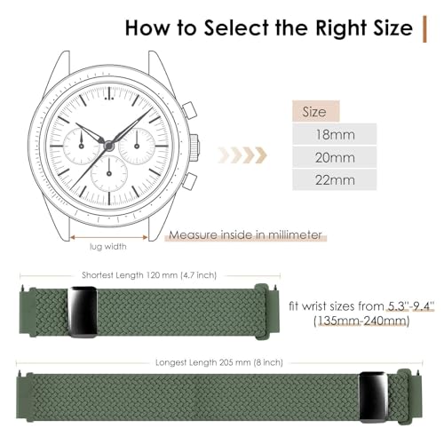 Bracelet montre nylon tressé à dégagement rapide élastique et ultra léger 20mm 22mm - 5