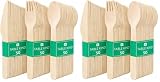 Table Kind 150 x Großpackung Besteck aus Holz, biologisch abbaubar, Messer, Gabeln, Löffel, perfekt für Geburtstagspartys, Camping, Picknicks oder Grillabende, Catering, Utensilien 17 cm