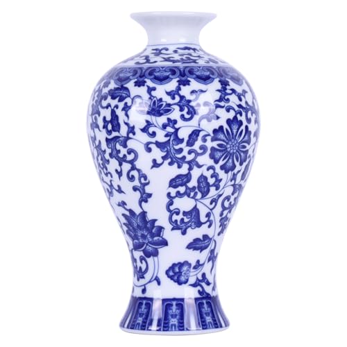 Vases traditionnels à corps fin en porcelaine bleue et blanche, vases chinois en céramique peints...
