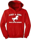 Tstars Just a Girl Who Loves Horses Hoodie for Girls Youth Equestrian Hoodies Gift Horseback Riding and Fans Medium Red