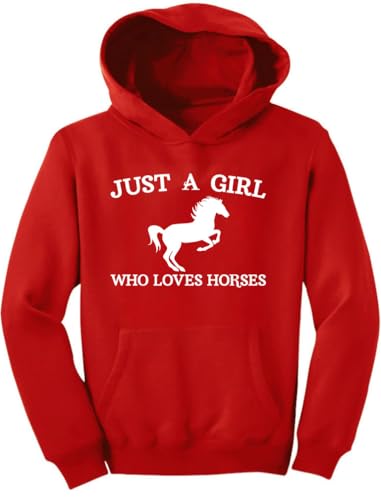Tstars Just a Girl Who Loves Horses Hoodie for Girls Youth Equestrian Hoodies Gift Horseback Riding and Fans Medium Red