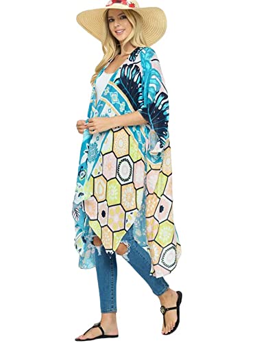 Image of Spicy Sandia Kimonos for Women Floral Beach Cover Up Loose Swimsuit Bathing Suit Coverup Cardigan for Summer Swimwear
