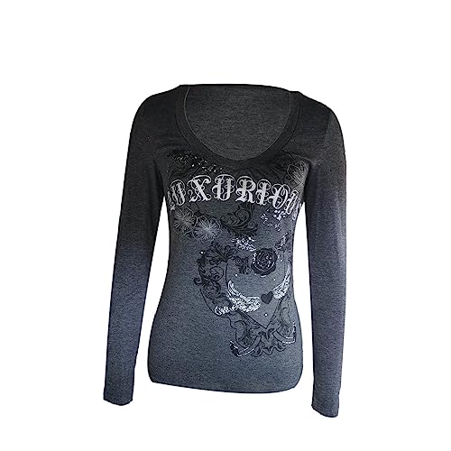 Image of Grunge Clothes for Women Y2K Tops Long Sleeve Fairy Grunge Aesthetic Shirts Teen Girls Vintage Graphic Tees Fall