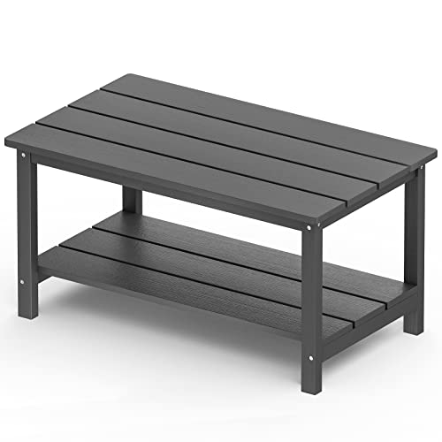 Serwall Outdoor Coffee Table Weather Resistant Adirondack Console Table Hips Tables For Patio- Gray #TOP14