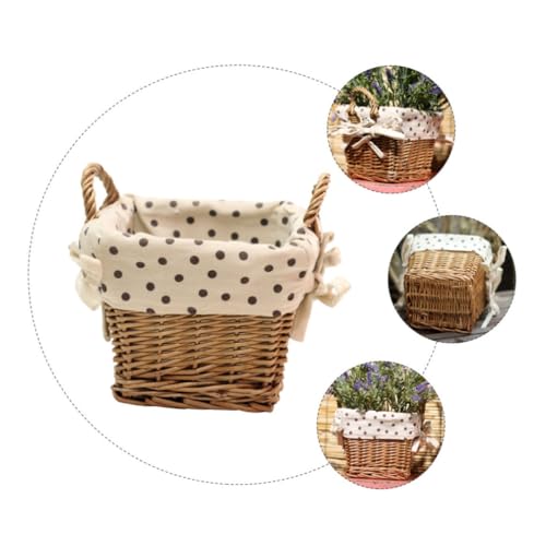 Image of Outanaya 1Pc Handwoven Rattan Storage Basket Elegant Khaki Woven Organizer for Home Decor Weddings and Special Events for Fresh and Dried Flower Arrangements