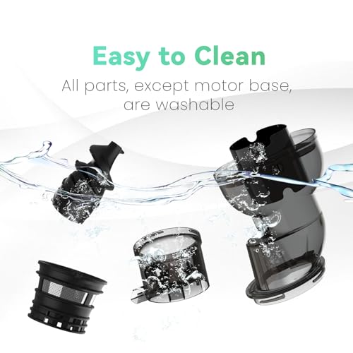 Masticating Juicer Machines, 4.1-inch(104mm) Powerful Slow Cold Press Juicer with Large Feed Chute, Electric Masticating Juicers for Vegetables and Fruits, Easy to Clean with Brush - Thumbnail 7