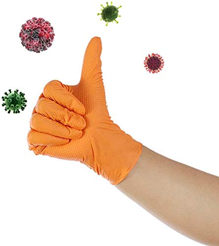 6-Box Disposable Nitrile Gloves Orange Anti-Infection Anti-Allergy Isolation Germs Work Gloves Household Cleaning Inspection Tools (100Pcs / Box),S