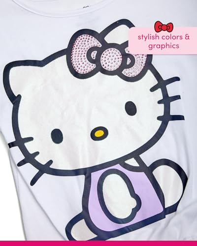 Image of Hello Kitty Girls Skirt Set - 2 Piece Short Sleeve T Shirt and Tutu Skirt Kids Outfit Set (Sizes: 2T-12)