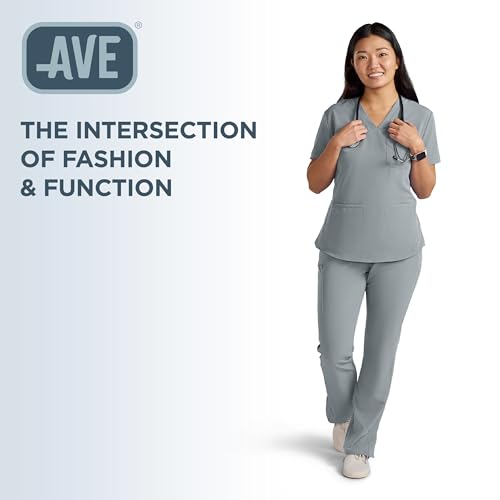 Image of ave. Varick Women's Scrub Pants, Elastic Waistband, 4-Way Stretch Fabric, Fade Resistant, Machine Washable Scrubs, Wrinkle-Resistant, For Nurses & Medical Professionals, (M, Gray)