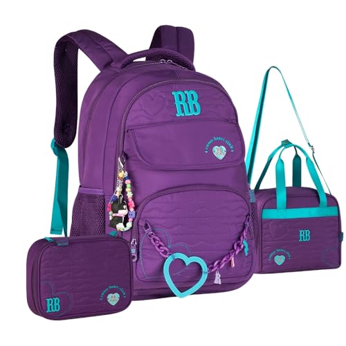 Kit Mochila Rebecca Bonbon Matelassê Corações com Lancheira e Estojo Box Coleção 2026 RB27015 (ROXO)