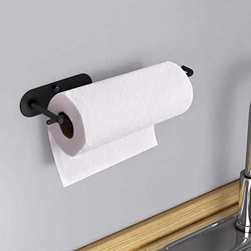 VAEHOLD Self Adhesive Paper Towel Holder Under Cabinet Mount, Wall Mounted Paper Towel Roll Holder for Kitchen, Bathroom, Wall - SUS304 Stainless Steel (Black) by VAEHOLD - Image 4