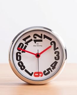 Oliver Hemming Six 8 cm Designer Alloy Alarm Clock with Crystal Glass Lens, Red