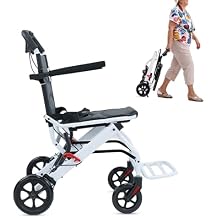 Portable Folding Lightweight Travel Wheelchair 18lbs - Aluminum, Supports 200lbs, White