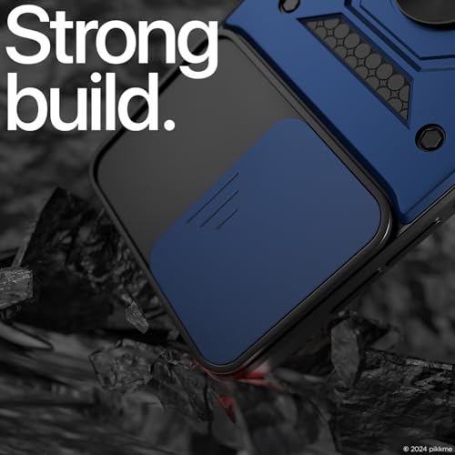 Image of Pikkme Back Cover for OnePlus Nord Ce 4 Lite 5G | Sliding Camera Shield with Ring Stand | D10 Full Camera Protection Bumper Case (Blue)