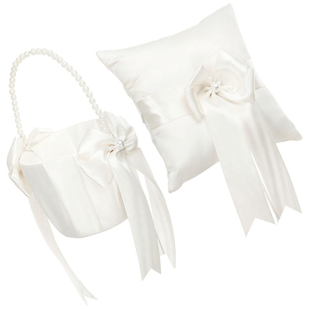 PRETYZOOM Coussin Porteur pour Alliance Mariage 1 Set Blanc en PU