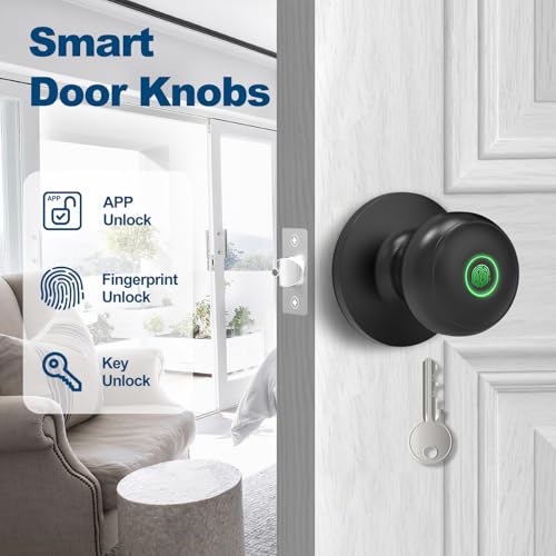 GeekTale-Fingerprint-Door-Lock-Smart-Lock-Door-Knob-with-App-Biometric-Door-Lock-Thumbprint-Door-Lock-Smart-Fingerprint-Door-Knob-for-Bedroom-Office-Apartment