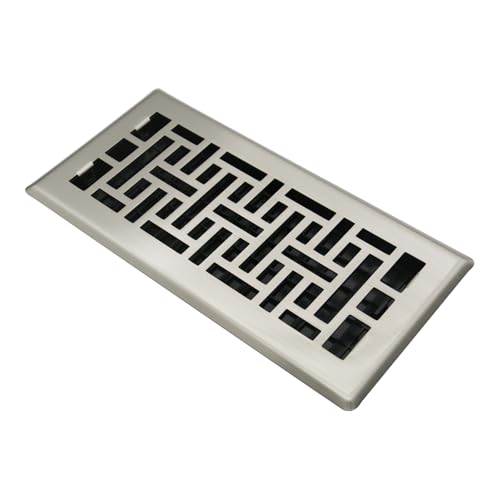 4x12 Inch Decorative Floor Register Vent Cover, Brushed Nickel, Basketweave by JATOHOME - Used condition - US$18.66