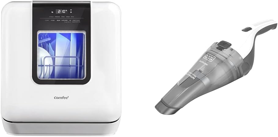 COMFEE' Countertop Dishwasher & Shark S3501 Steam Pocket Mop Hard Floor Cleaner, With Rectangle Head and 2 Washable Pads, Easy Maneuvering, Quick Drying, Soft-Grip Handle and Powerful Steam, Purple