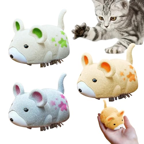 Xoeryoy 3Pcs Cat Mouse Toy, Interactive Self-Moving Cute Electric Cat Toy Mouse with Sound, Fun Wear Resistant Pet Supplies for Home