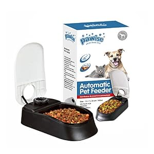 PAWISE Automatic Pet Feeder for Dogs and Cats Food Dispenser Station with Timer 100 BPA Free Dishwasher Safe Great Gift Ideas
