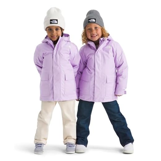 The North Face Kids North Down Triclimate 3-in-1 Jacket Waterproof, Seam Sealed, Attached Hood, Reversible Inner Layer, Lite Lilac, 4