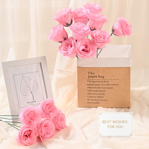 Waipfaru Rosa Glitzer Rosen Blumenstrauß DIY gefälschter Blumenstrauß, künstlicher Rosenstrauß für Valentinstag Jahrestag Verlobung Hochzeit 24 Rosen