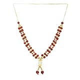 Artificial Mala Rudraksha Beaded Mala Ribbon Garland Large Mala for Idol-Mala for God Statues Pooja Sringar Articles Ornament Indian Traditional Festival New year Decorations(Size-9)(Brown,Golden)