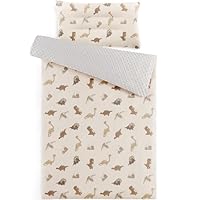 Susurration Musselin Kinderbettwäsche 100x135 Kissenbezug 40x60 cm aus Leicht und Komfortabel Bettwäsche Set für Baby Kinder(Dinosaurier)