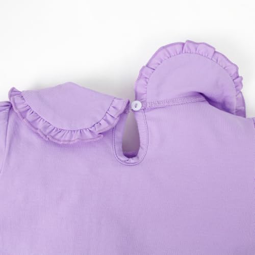 Image of Magic Park 12M-14Y Toddler Short Sleeve T-Shirt Girls Ruffle Blouse Kids Solid Color Tee Casual Tops Holiday Clothes