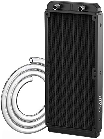 Water Cooling Computer Radiator, 12 Pipe Aluminum Heat Exchanger Liquid Cooling Radiator Heat Sink 240mm for CPU PC Laser Water Cool System DC12V Black with Tube