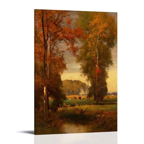 Décoration murale George Inness avec ce tableau automne style maison de ferme