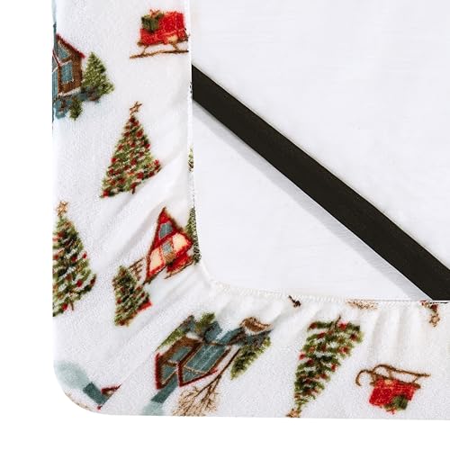 Elegant Comfort Luxuriously Soft 4-Piece Holiday Velvet Plush Flannel Sheet Set - Premium Quality - Cozy Warm, Christmas Fuzzy Velvet Flannel Fleece Deep Pocket Sheet Set - Cal King, Bungalow
