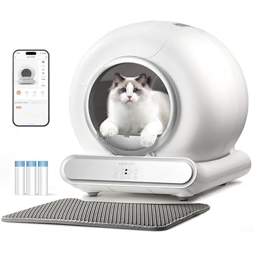 Self Cleaning Cat Litter Box, Ultra-Safe Protection Automatic Cat Litter Box, APP Control/Lower Entry/Large Capacity with 3 Rolls Liners & Mat