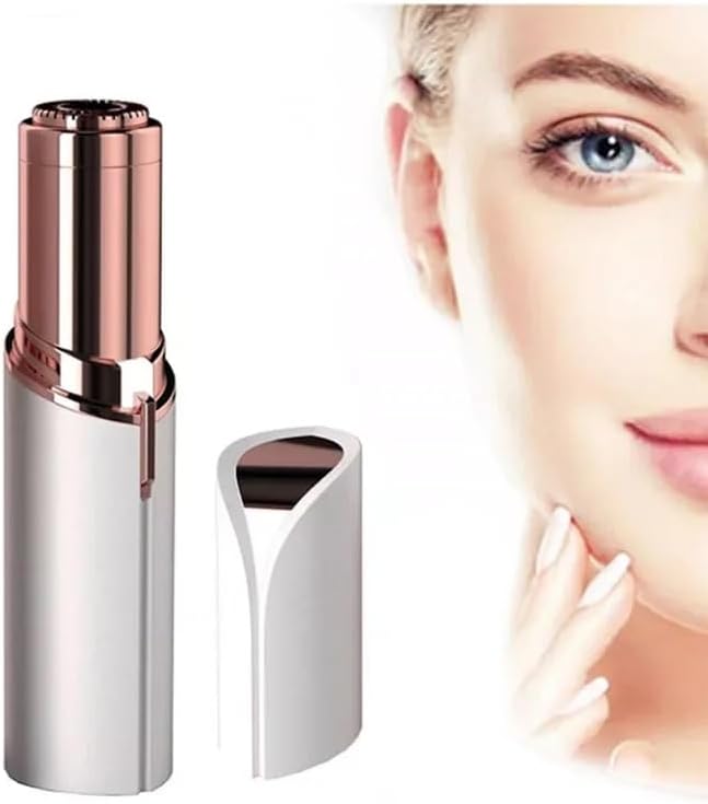 VIO® 2 in 1 Facial Women Hair Remover Eyebrow Trimmer Rechargeable Painless Precision Lipstick Style Razor Trimmer for Facial Body Hair Shaver for Lips Nose Chin Face with LED Light Design 3