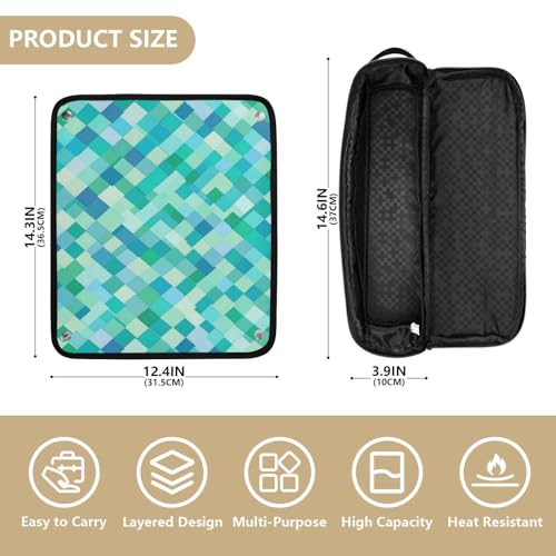 Organizador 2 en 1 para Herramientas de Cabello y Estera Resistente al Calor con Cierre para Accesorios de Peinado, Estuche Turquesa Verde para Plancha, Alisadores y Rizos miniatura 4