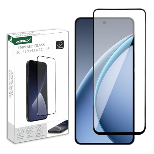 Image of AIBEX Tempered Glass for Realme P3 / Realme 14T / OPPO K13 / OPPO K12S / OPPO Reno 13F|9H Hardness|Anti-Glare & Anti-Fingerprint|Water Resistant|Edge-to-Edge Full Screen Protector|Bubble-Free