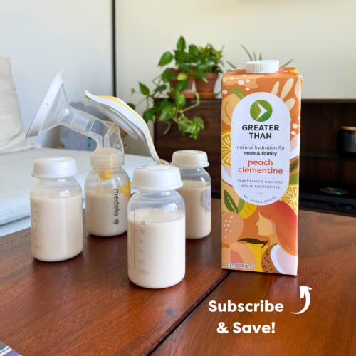 Greater Than Vegan Breastfeeding Support & Breast Milk Supply Aid, Organic Postpartum Nursing Supplement With No Sugar Added, Gluten Free & Keto All Natural, Coconut Water Electrolyte Drink, Peach Clementine (6 Pack) #TOP7