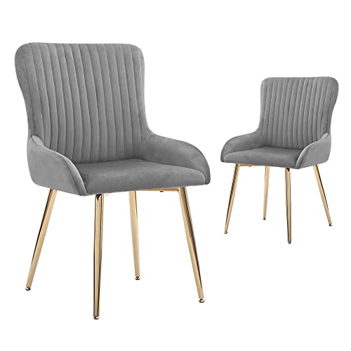 Canglong Mid Century Modern Leisure Upholstered Metal Legs For Kitchen Living Room Dining Chair,Set Of 2, Grey #TOP22