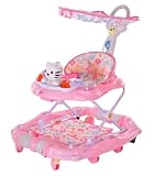 Trotteur de sécurité pliable pour nouveau-né multifonction Apprendre à marcher Marcheur avec fonction d'activité Rose avec lettres