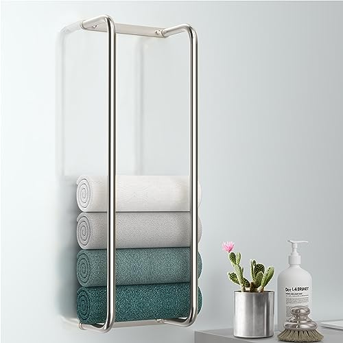 Rxvotocr Stainless Steel Wall-Mounted Bathroom Towel Rack and Organizer for