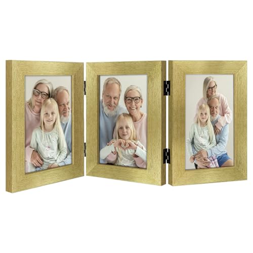 Frametory, 4x6 Triple Picture Frames Gold, 1 Pack