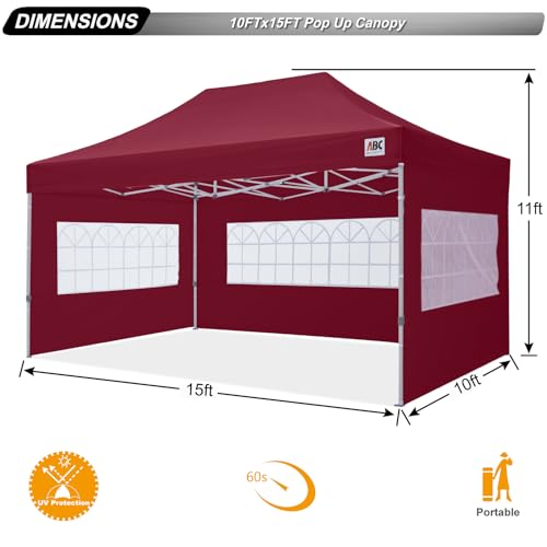 Image of ABCCANOPY Pop up Canopy Tent with Elegant Church Window 10X15,Burgundy