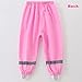 Fewlby Unisex-Kids Pink Rain Pants - L/41.3-45.3 IN, Waterproof, Lightweight, Durable, Adjustable Leg Openings, Side Pockets