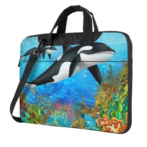 Sac ordinateur imprimé corail avec bandoulière et doublure antichoc