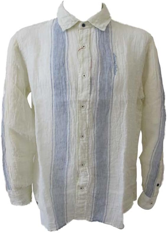 Amazon ラウラフェリーチェ Laura Felice 春夏 リネンシャツ 長袖 シワ加工 レギュラーカラー ライン 日本製 夏の羽織り クリーム 50サイズ シャツ 通販