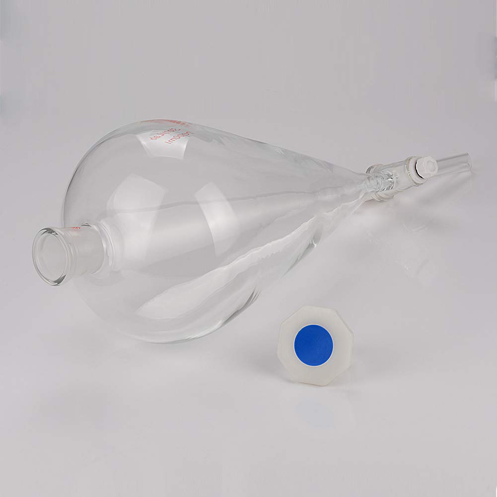 stonylab Imbuto Separatore Conico in Vetro Borosilicato Pesante con Giunti 29/32 e Rubinetto di Chiusura in PTFE Conical Separatory Funnel, 2000 ml