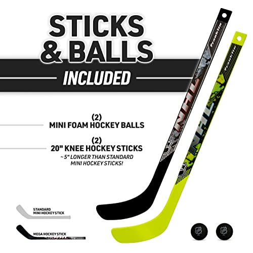 Franklin Sports Mini Hockey Goal Set - Indoor Knee Hockey Goal + (2) Shinny Hockey Sticks - (2) Mini Foam Hockey Balls + Pop Out Shooting Targets - All Star #TOP2
