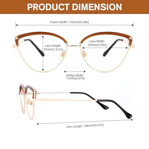 Image of Zeelool Cat Eye Blue Light Blocking Glasses Metal Frame for Women ZJGX672183
